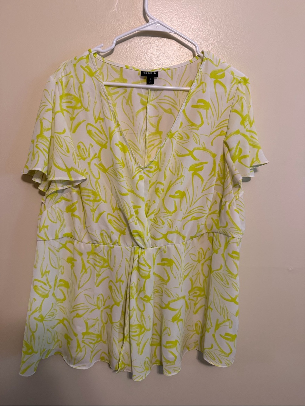 torrid White Top with Neon Yellow Floral Print
